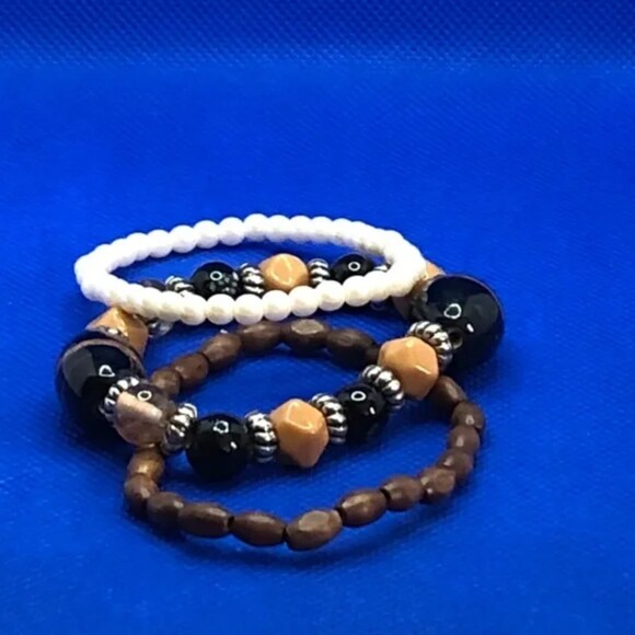 BOHO Beaded Stretch Bracelets Set of 3 - Picture 1 of 6